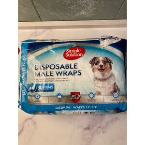 Simple Solution Disposable Male Dog Wraps Medium 30 Count 15-23 Inch Waist 11546